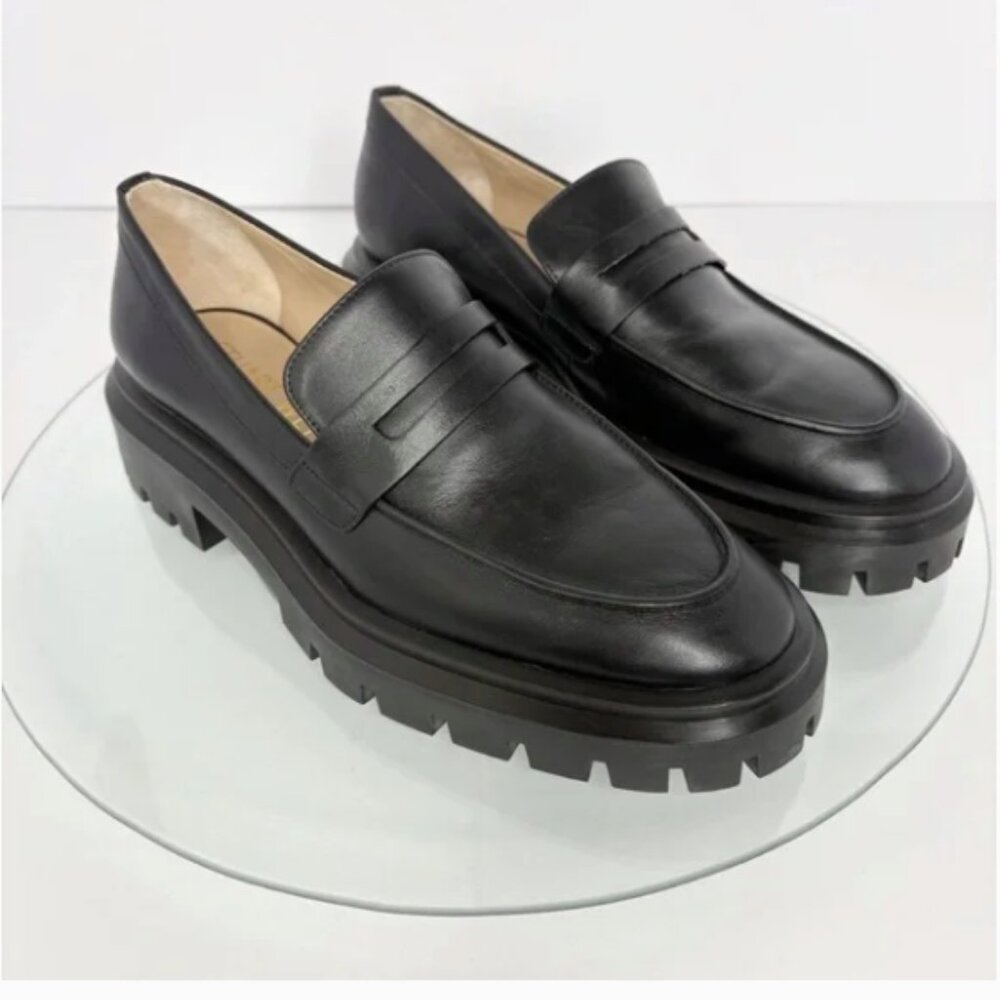 Stuart Weitzman Ultralug Penny Loafer Leather Black Shoe Women's Size 5.5
